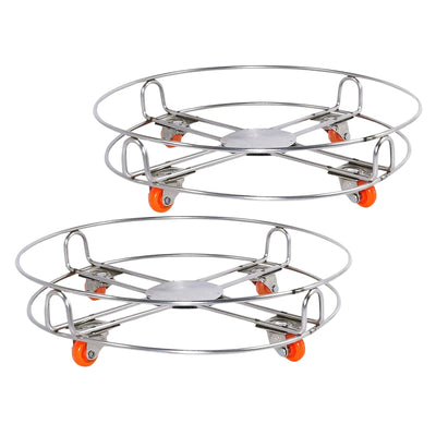 Stainless Steel Gas Cylinder Trolley with Wheels LPG Cylinder Roller Stand Movable Trolley