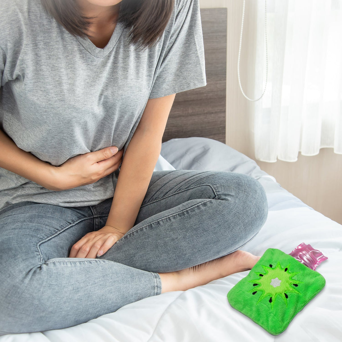 Green Sun Compact Hot Water Bag with Cover ? Pain Relief Warmer for Neck, Shoulders, Hands, Feet & Menstrual Cramps