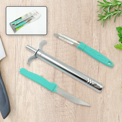 3-in-1 Kitchen Combo: Lighter, Stainless Steel Knife & Peeler