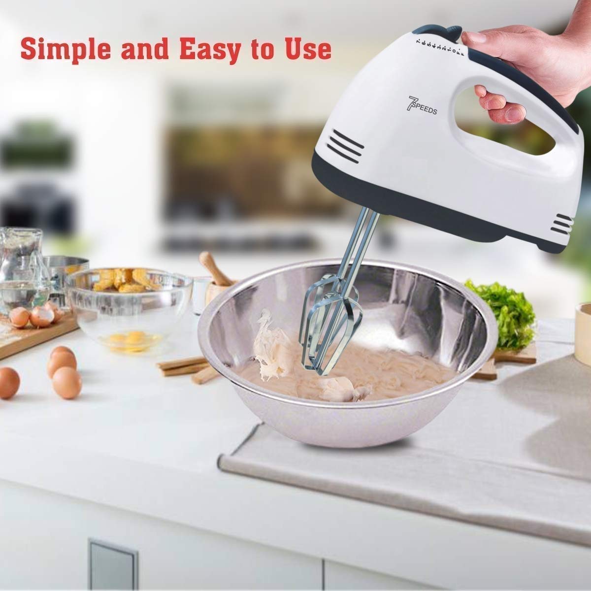 Compact Hand Electric Mixer / Blender for Whipping / Mixing with Attachments