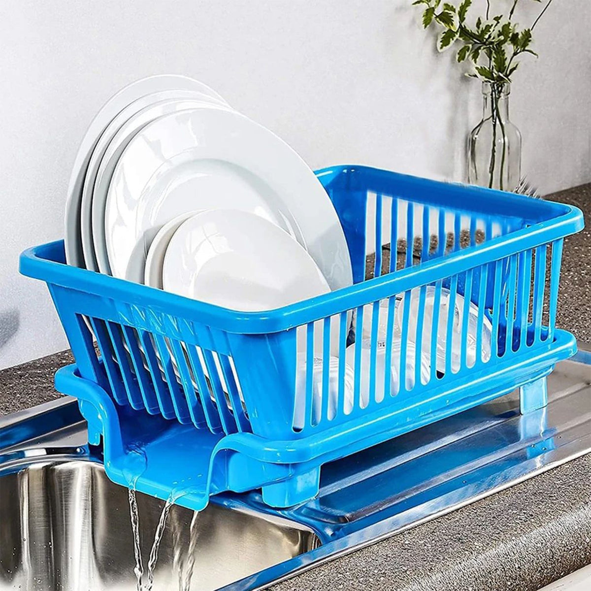 Plastic Sink Dish Drainer Drying Rack (With Brown Box) ( MOQ :- 6 Pc)