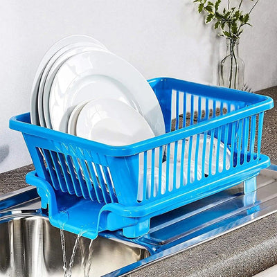 Plastic Sink Dish Drainer Drying Rack (With Brown Box) ( MOQ :- 6 Pc)