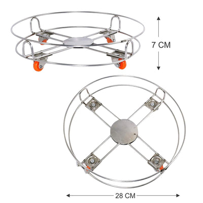 Stainless Steel Gas Cylinder Trolley with Wheels LPG Cylinder Roller Stand Movable Trolley