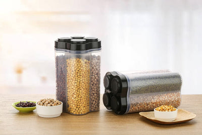 Plastic food storage jar with secure locking lid
Plastic food storage jar with secure locking lid 1
4-section container jar for fridge storage 2
4-section plastic food storage container with lock 3
Lockable food