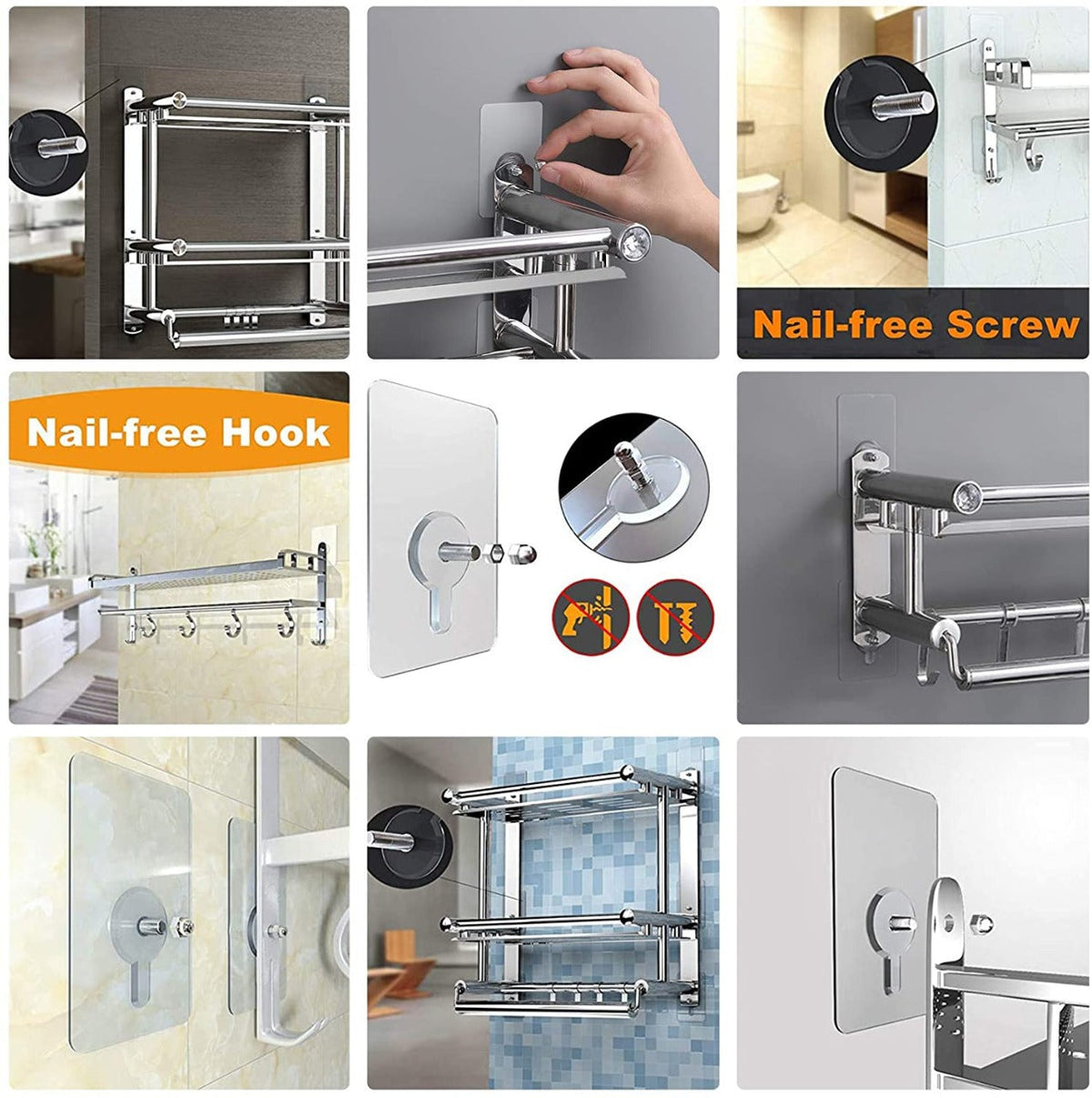Adhesive Screw Wall Hook for Home & Office Hanging