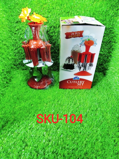 New Stylish 24 Pcs Plastic, Stainless Steel Cutlery Set (Pack of 24)