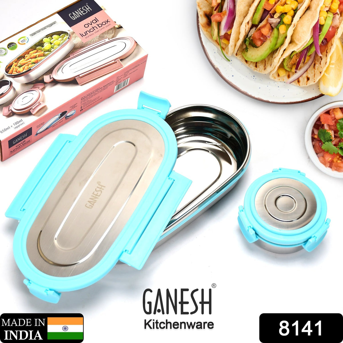Ganesh Stainless Steel Lunch Box & Container Set of 2
